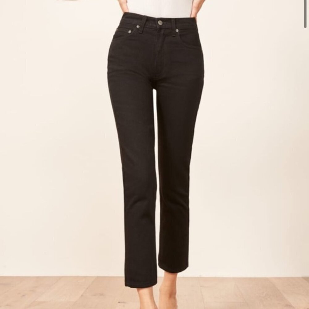 Reformation Women's Julia crop high cigarette Black Jean size 26 denim chic 90s - Picture 2 of 15